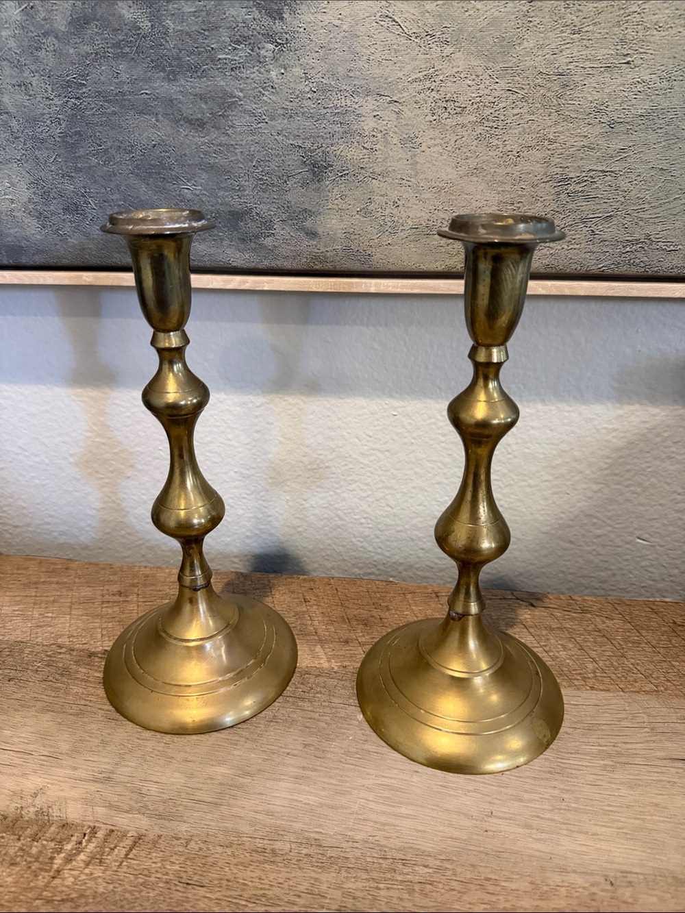Brass Candlestick Pair - Gold Decorative Candle Holders